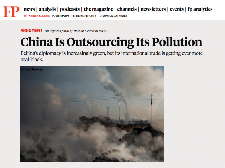 Foreign Policy: China Is Outsourcing Its Pollution