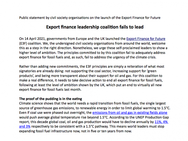 Export finance leadership coalition fails to lead