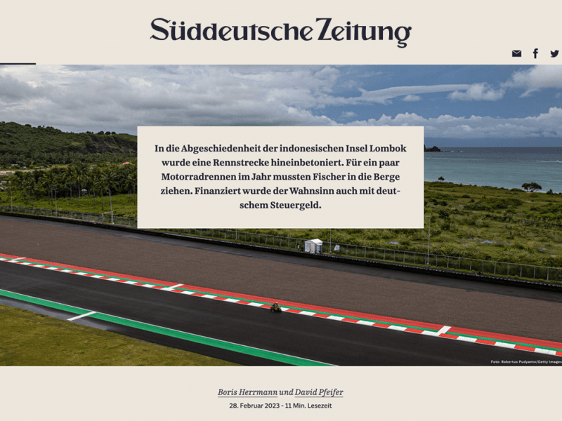 Süddeutsche Zeitung: A critical examination of Germany’s role in bankrolling the land rights violations found in Indonesia’s Mandalika project financed by the AIIB