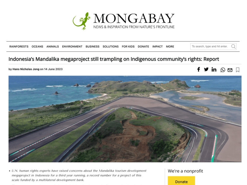 Mongabay: Indonesia’s Mandalika megaproject still trampling on Indigenous community’s rights: Report